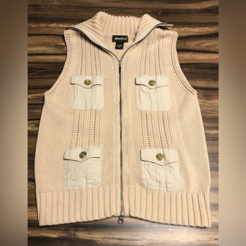 Eddie Bauer Beige Knit Vest